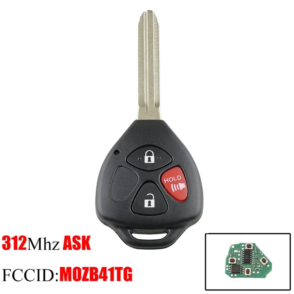 

3 Buttons Car Remote Key For Toyota MOZB41TG 312Mhz For Toyota Scion Yaris 2005 To 2010 Car Keys 4D67 Or G Chip Optional