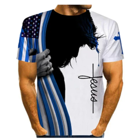flag print 3D T-shirt men American flag short-sleeved hip-hop funny flying eagle T-shirt men T-shirt men