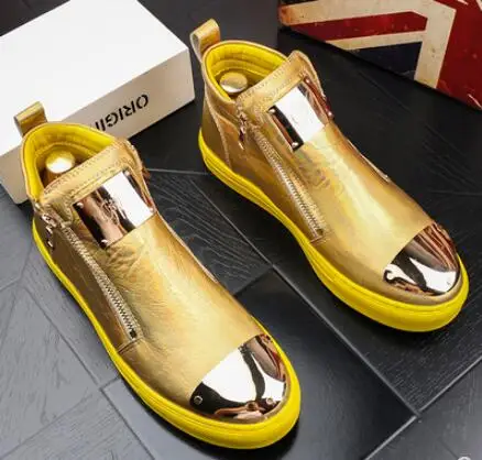 

High Quality Men High Top British Style Shoes Mens Causal Luxury Shoes Red white Bottom rubber Shoes for Male Casual Ankle Boots