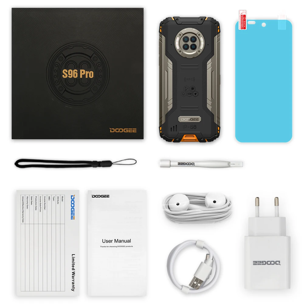 DOOGEE S96 Pro Rugged Phone 48MP Round Quad Camera Rugged Phone 20MP Infrared Night Vision Helio G90 Octa Core 8+128GB NFC 6.22