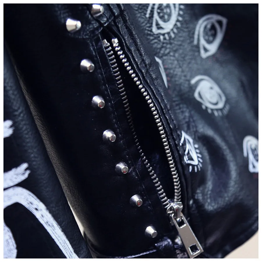 Готическая Женская куртка из искусственной кожи ПУ, зима-осень, модная мотоциклетная куртка, черные пальто из искусственной кожи, верхняя одежда, пальто