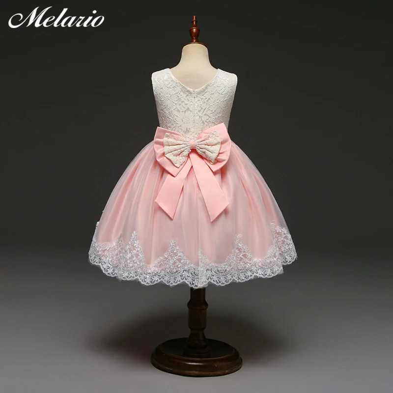 Melario/рождественское платье; нарядная одежда без рукавов для маленьких девочек; кружевные платья принцессы с бантом для детей; бальное платье-пачка на День Благодарения