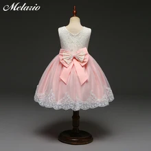 Melario/рождественское платье; нарядная одежда без рукавов для маленьких девочек; кружевные платья принцессы с бантом для детей; бальное платье-пачка на День Благодарения
