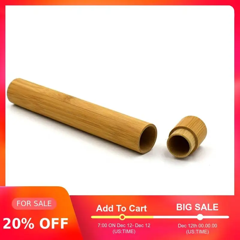

Bamboo Toothbrush Tube Case Natural Creative Portable Storage Case Handheld Vintage Portable Toothbrush Holder for Travel Brush