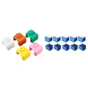 

15 Pcs 3D Printer Accessories:10 Pcs Blue Aluminum Stepper Driver Heatsink & 5 Pcs E3D-V6 Protection Silicone Case