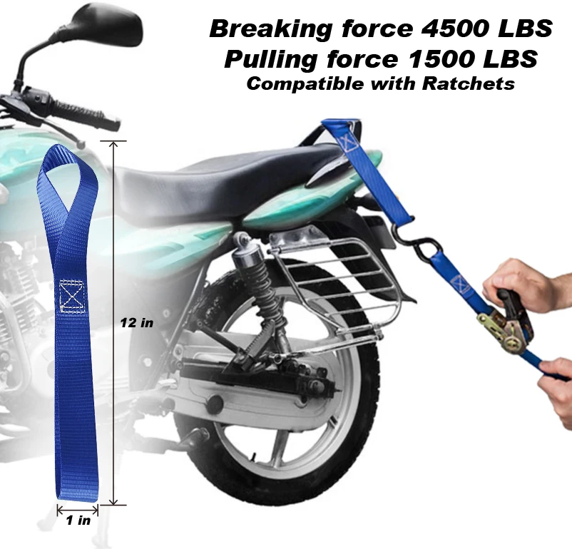 6X Soft Loop Tie Down Straps Ratchet 4500lbs Safe Luggage Ratchet Car Motorcycle