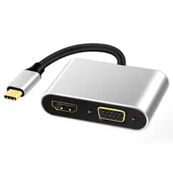 Кабель-Переходник USB C на Hdmi адаптер USB кабель для передачи данных 3,1 Тип с разъемами типа C и Vga Hdmi в формате 4K UHD, Plug-and-play Алюминий сплав