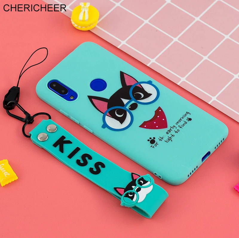 Мультяшный чехол с ремешком на руку для Xiaomi Redmi Note 7 Pro 7S 7A силиконовый портативный