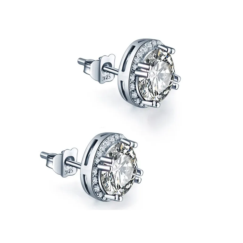 JQUEEN 8*8 мм 925 пробы Серебряные Серьги brincos Круглой Огранки AAA кубического циркония