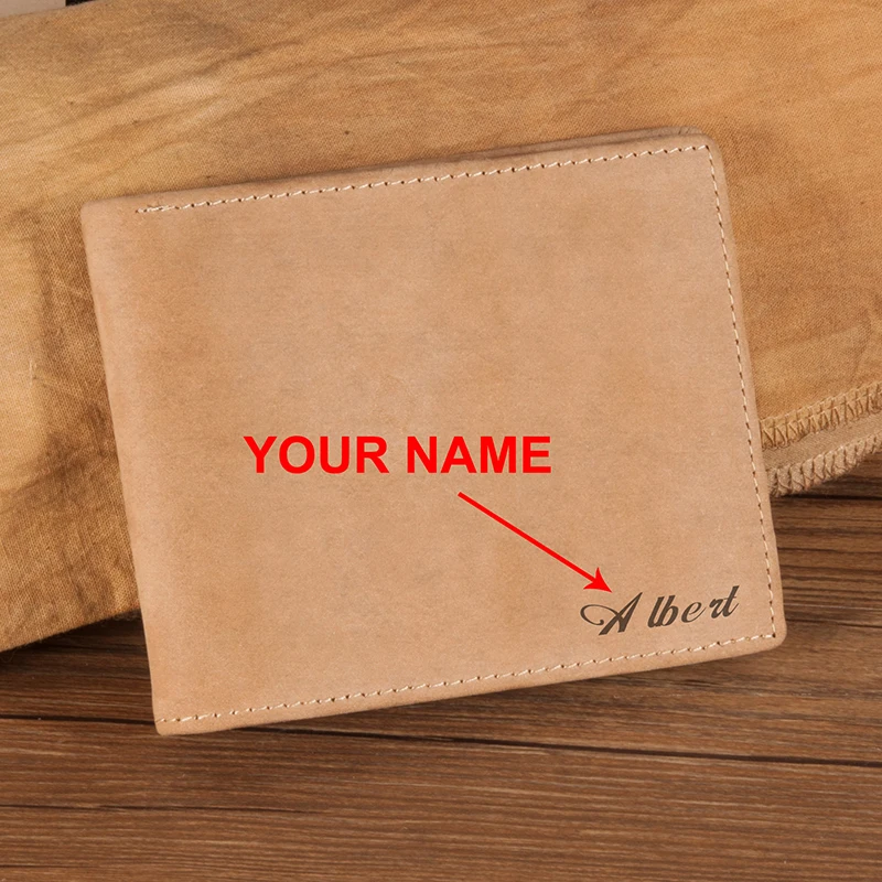 

BOBO BIRD Men Wallet Leather Customize Gift Engrave Your Name Card Holder Pocket Christmas Gifts to Father Husband