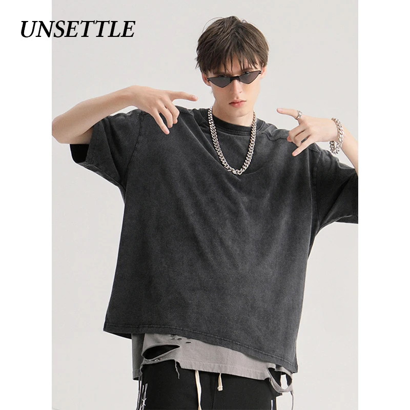 UNSETTLE 2020SS Толстая хлопковая тяжелая ткань футболки Мужчины/Женщины Хип хоп kanye west