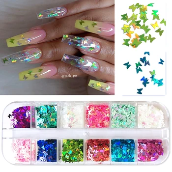 

Butterfly Pattern Nail Sequins Paillette Mixed Colors Nail Colorful Glitters 3D Nail Slices Art Accessories