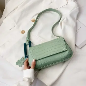 

Fashion Flap PU Leather Women Baguette Handbags Female Simple Retro Ladies Armpit Bag Small Tote Bag for Travel Bolsa Feminina