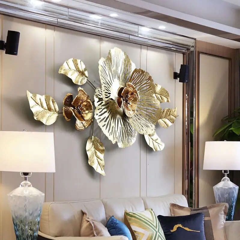Европейский роскошный 3D стерео кованый железный настенный пион искусственный цветок ремесла украшение домашний диван стены фон орнамент