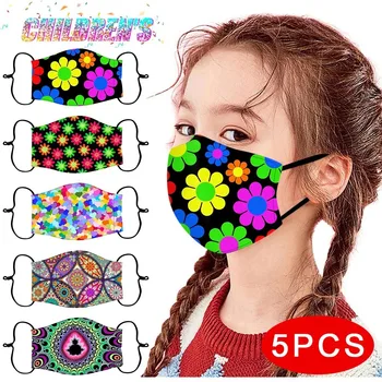 

5pc Childrens Adjustable Windproof Reusable Print Face Mask Fashion Mondkapjes Wasbaar Masque Protection mascarilla reutilizable