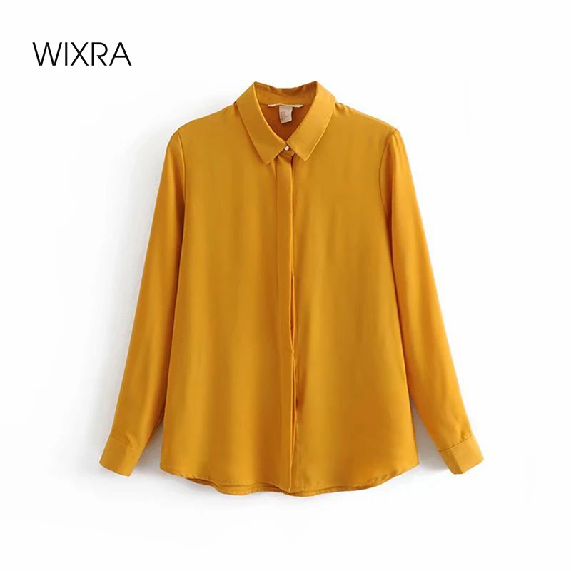 Женская блузка с отложным воротником Wixra шифоновая рубашка длинным рукавом