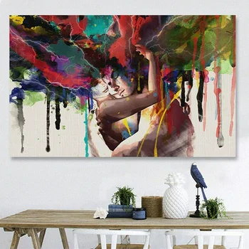 

Hanging Gift Craft Wall Art Frameless Home Decor Print Canvas Painting Living Room Modern Abstract Couple Bedroom Pictures