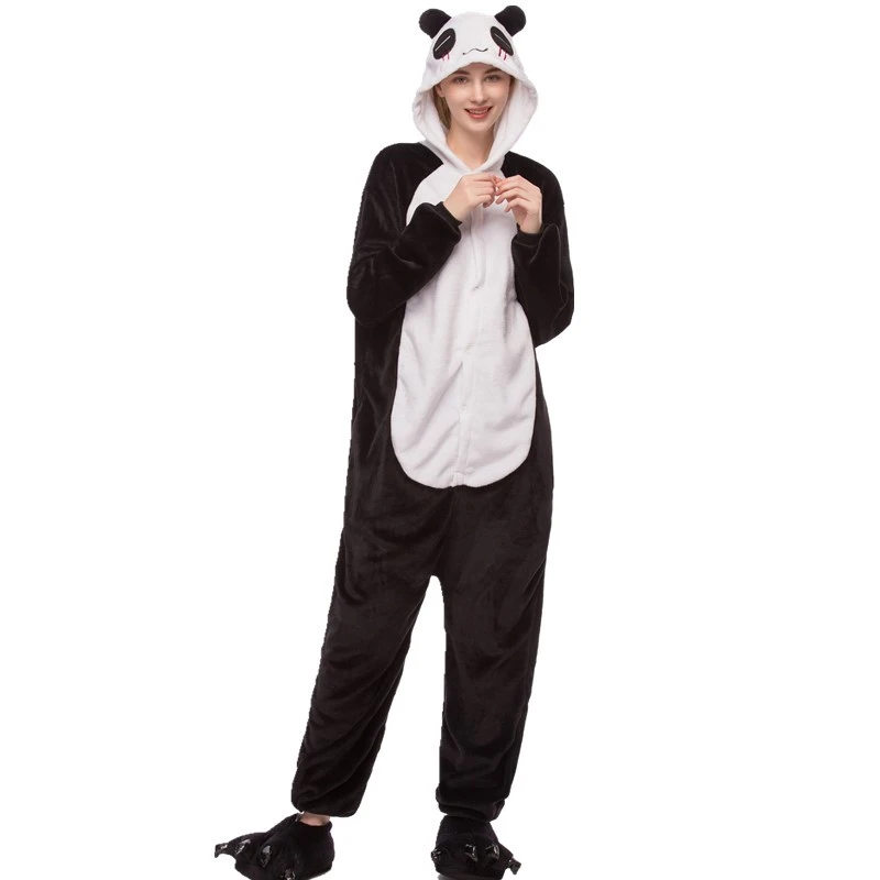 Kigurumi Panda Pajama Adult Animal Onesie Women Men Couple Winter Pajamas  Suit Sleepwear Flannel Pijamas - Pajama Sets - AliExpress