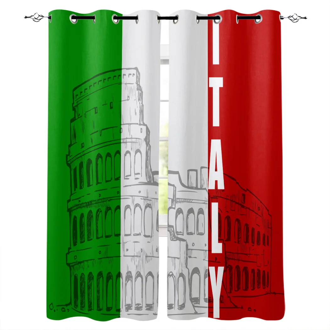 Multi size Italy Rome Colosseum Architecture Ancient Window Curtains