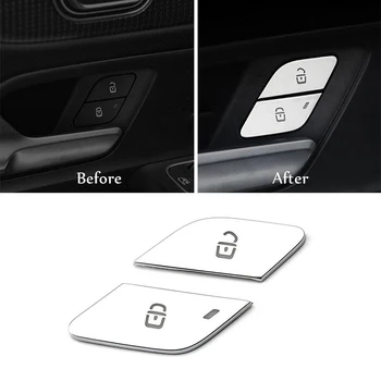 

Car Door Lock Button Cover Unlock Silver Accessory Replacement Durable