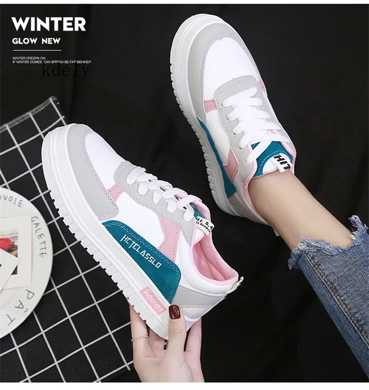 Женские кроссовки на платформе zapatos de mujer Белые Повседневные туфли танкетке size35-40