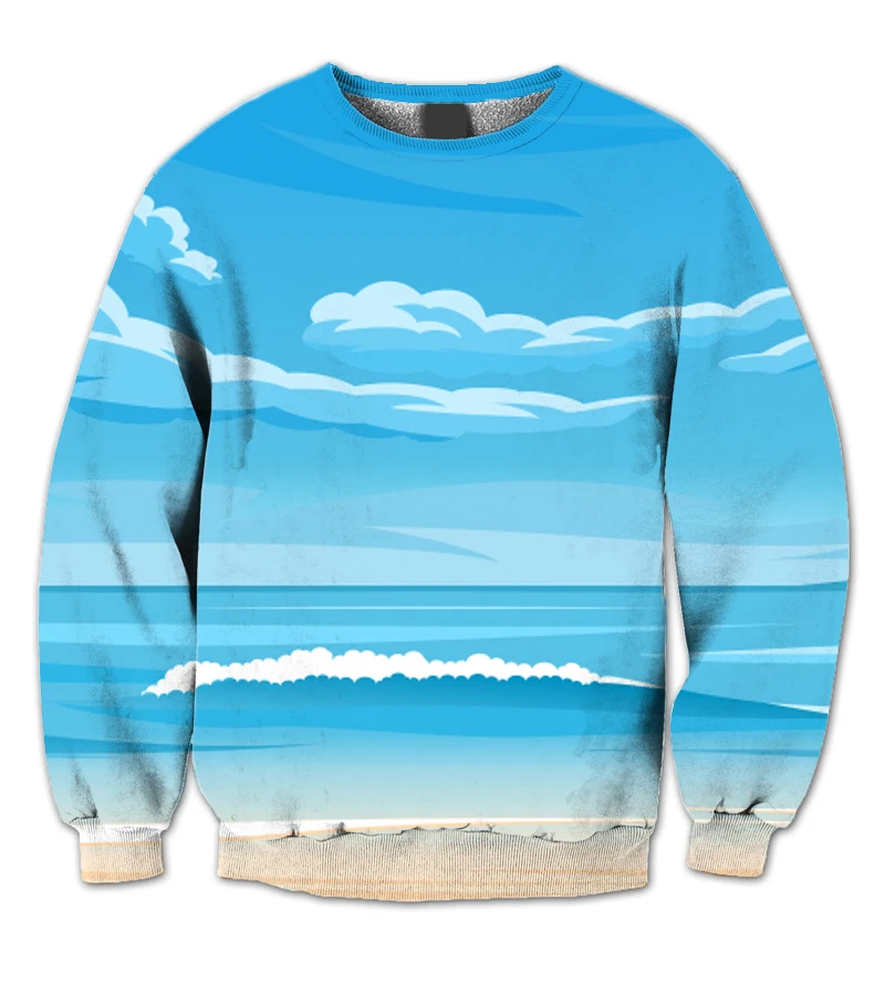 

REAL American SIZE Waves 3D Sublimation Print Crew neck Sweatshirt - plus size