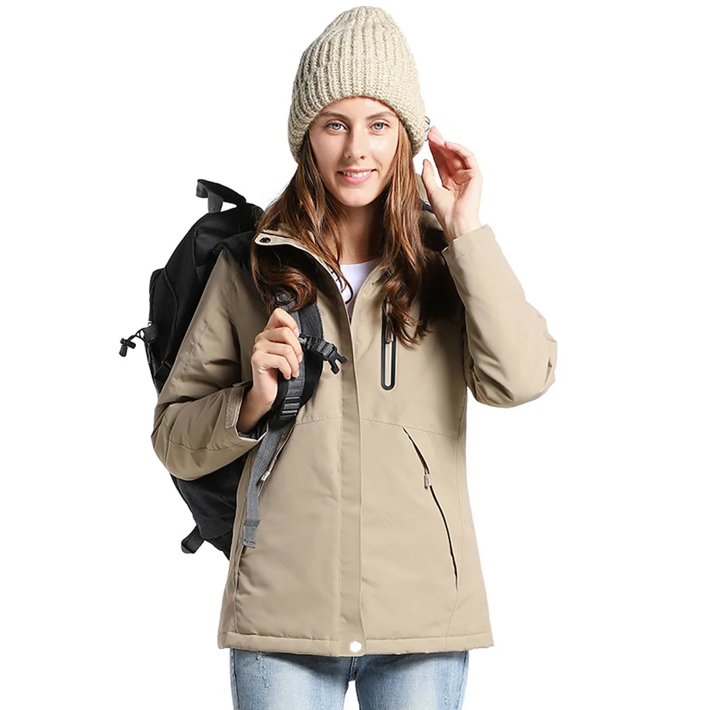 Женские зимние теплые женские пальто трехскоростной контроль температуры зарядка через usb теплая зимняя куртка для женщин базовые Топы 826