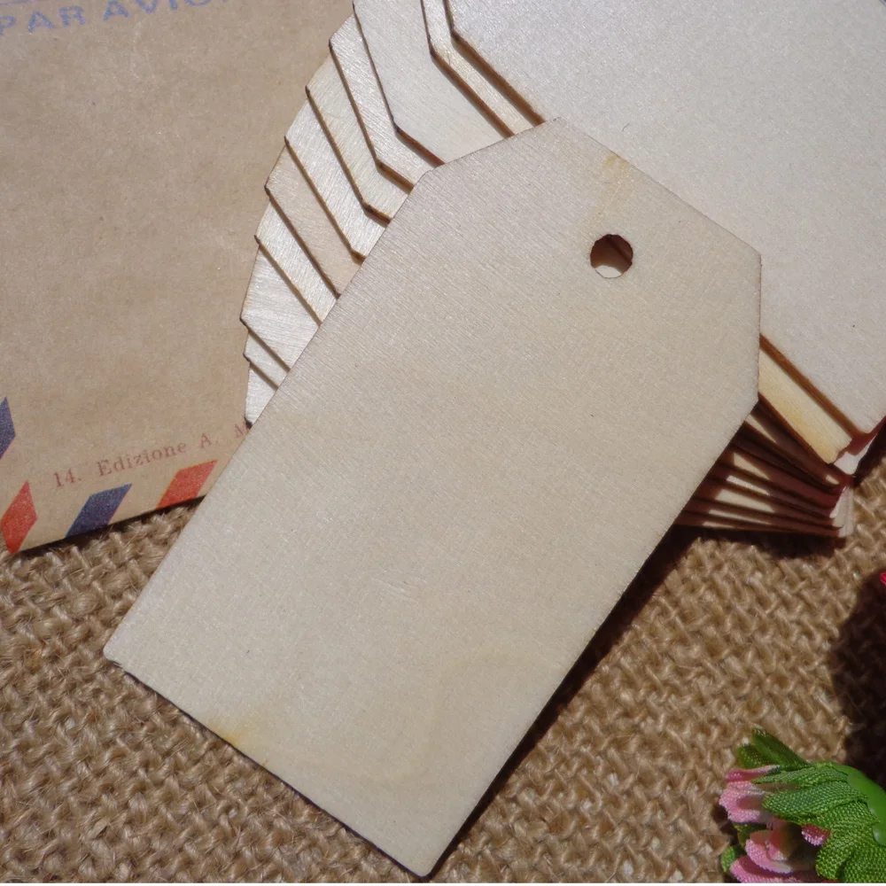 50pcs Wooden Hanging Tags Labels Party DIY Engraving Crafts Decor 3.4x6.9cm Blank Price Hang Tag Gift Wrapping Supplies | Дом и сад