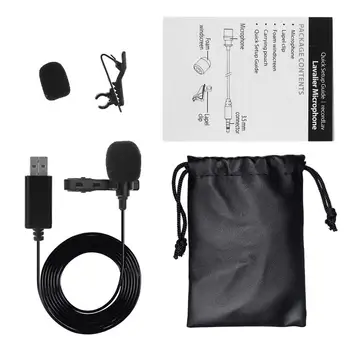 

Portable USB Lavalier Microphone Mini Stereo Clip-on Lapel Mic Microphone Condenser for PC Computer Karaoke