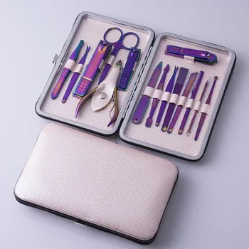 

15 in 1 Colorful Plating Professional Travel Manicure Pedicure Set Nail Care Set Kit Tool For Women Men Girl Boy Child Kid Gift