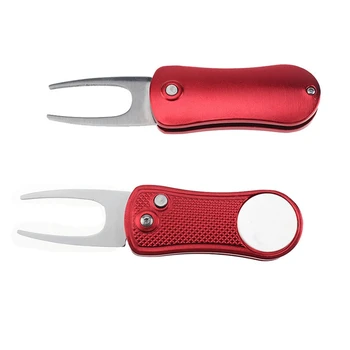 

Golf Divot Repair Tool Switchblade and Detachable Ball Marker Value 2 Pack Durable Foldable Stainless Steel with Button Magnetic