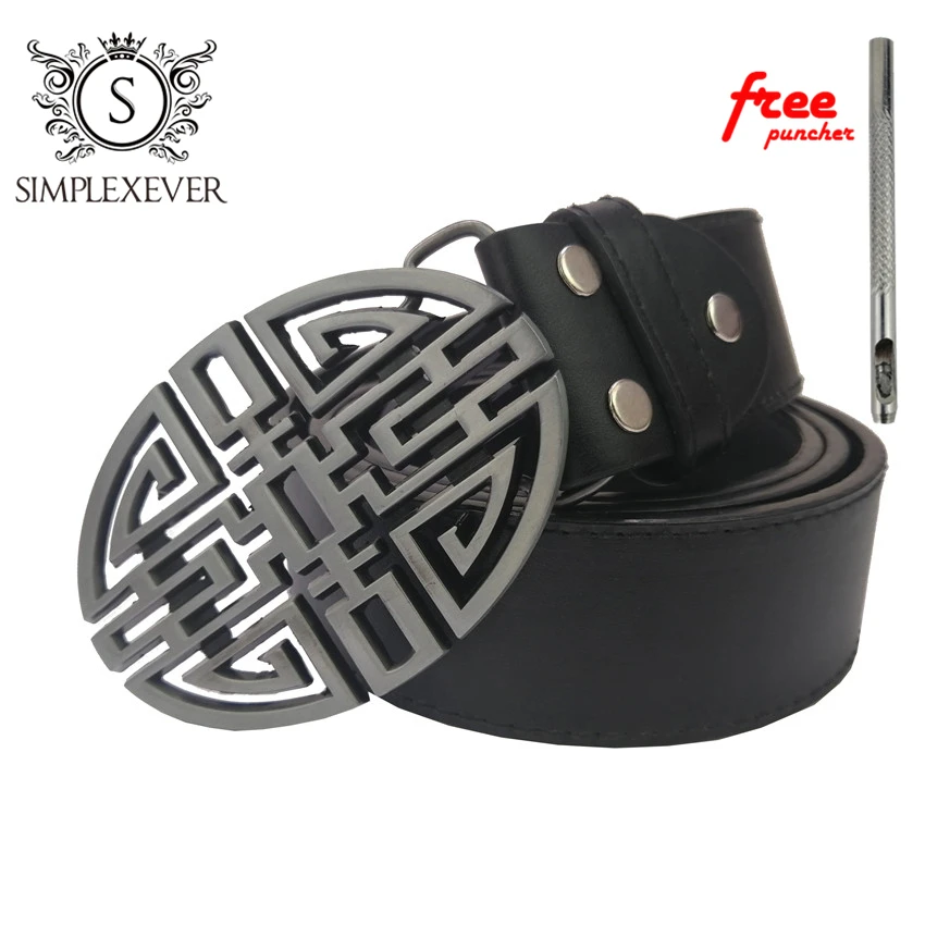 Cowboy Belt Buckles for Men Silver Metal Buckle Suit 3.804cm with Leather |