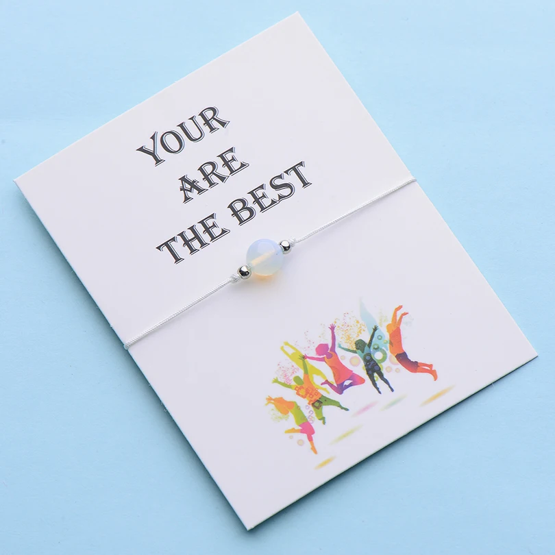 IYOE Wish Card вы лучшие очаровательные каменные бусины браслеты для женщин мужчин детей ручная плетеная Красная Нить Браслет Дружбы подарочный