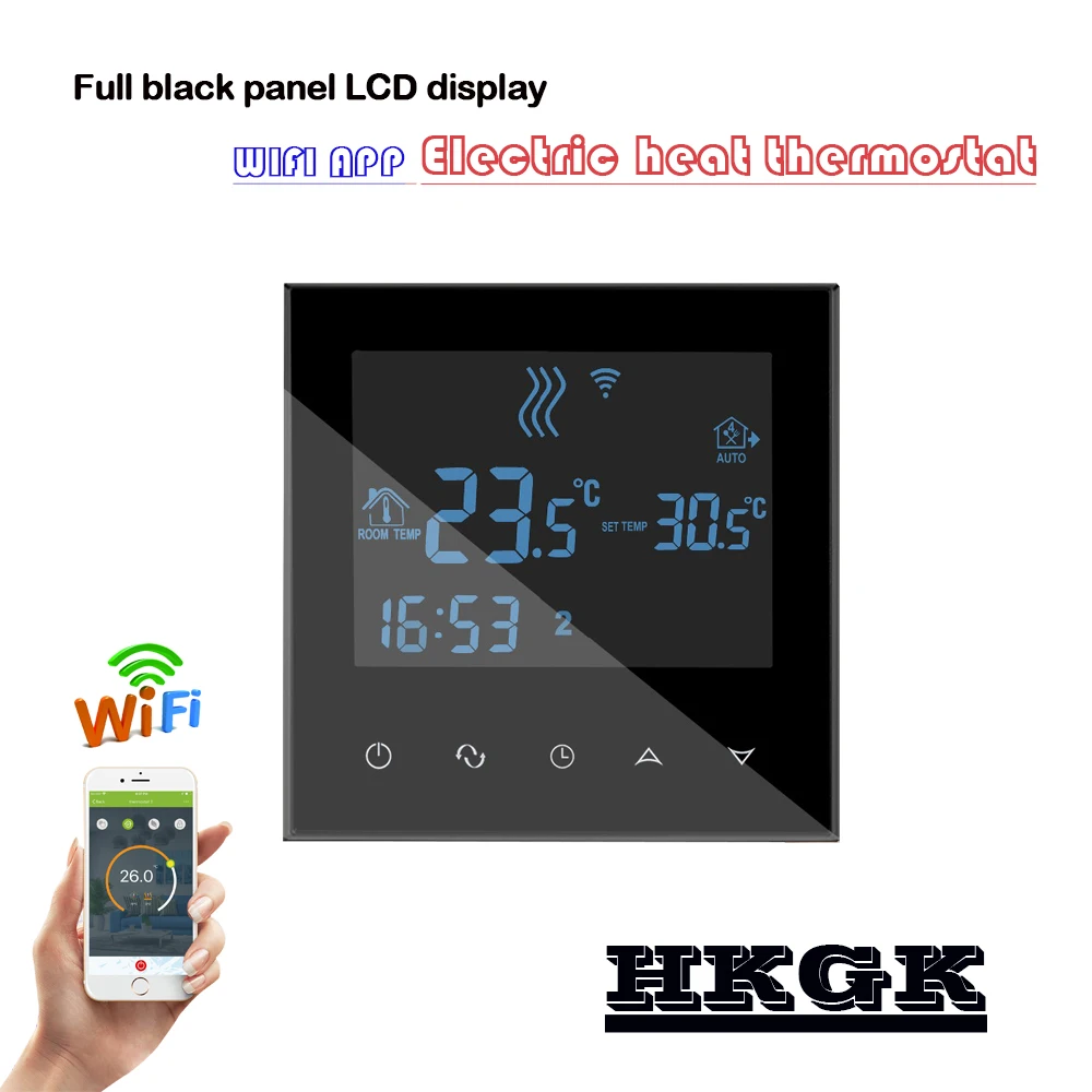

220V Programmable Electric heating wifi thermostat wiht Internal and external sensors,110V Optional
