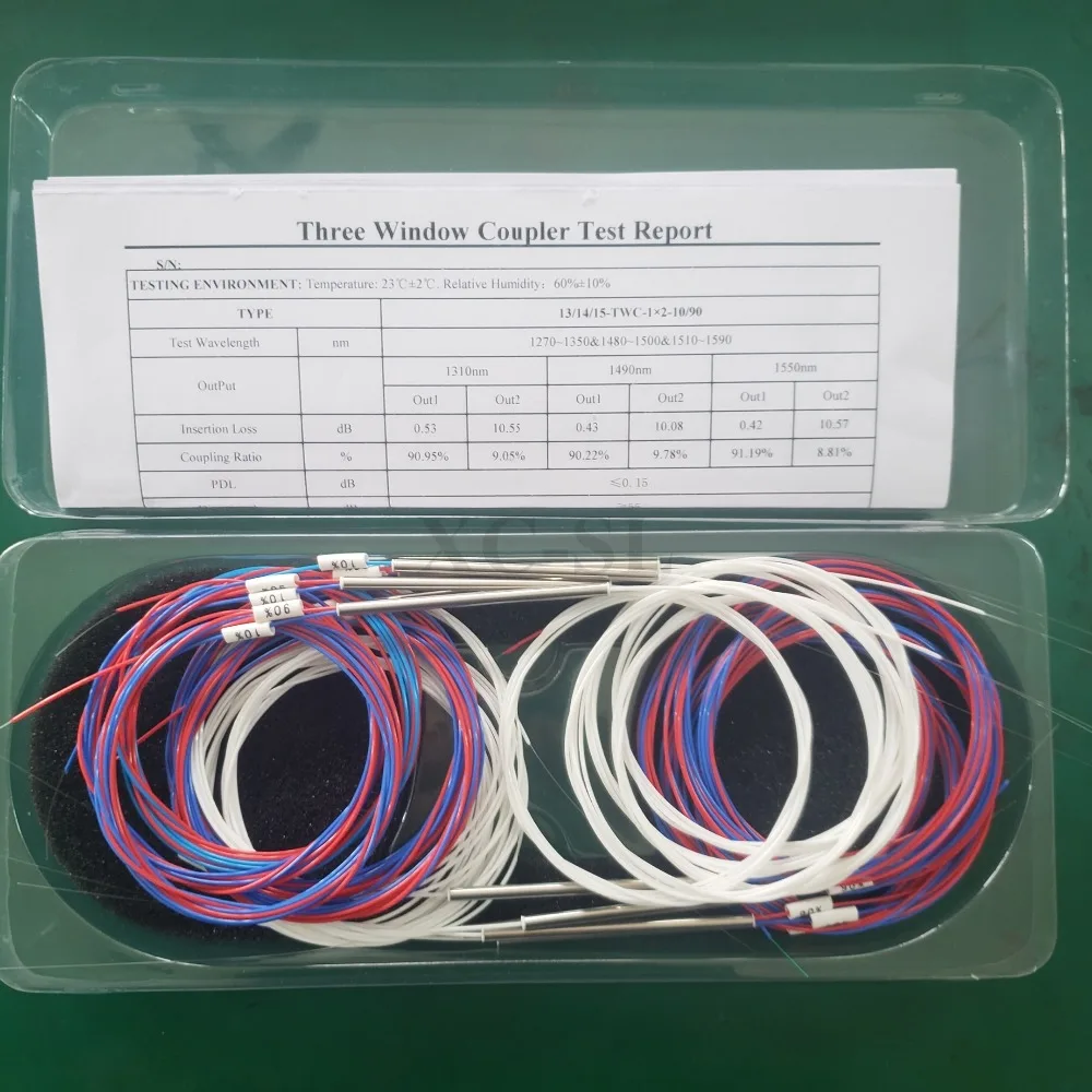 dual band router 1x2 0.9mm unbalanced coupler fiber optic FBT splitter 50:50 10:90 optional split ratio  10PCS fiber optic equipments