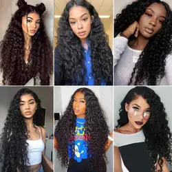 Peruca de cabelo feminino encaracolado falso cabelo africano estilo preto pequeno central de separação