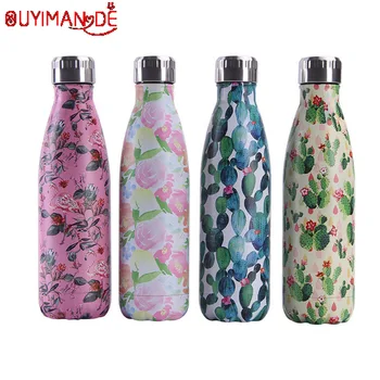 

Floral Cactus BPA free Water Bottle Coffee Thermos Stainless Steel Beer Tea Mug Travel Sport Gym Insulated Cup Gift