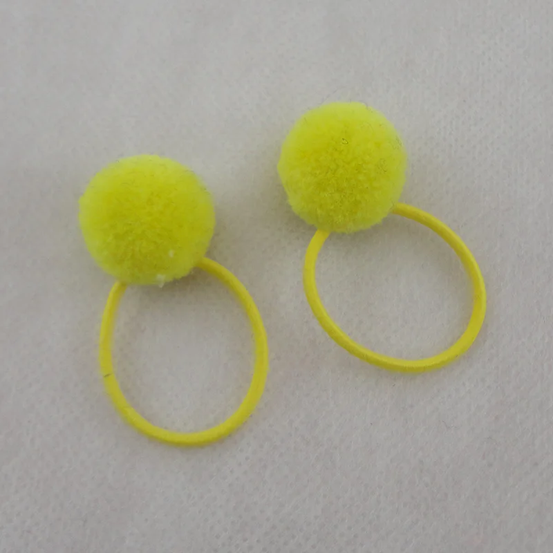 Light Yellow 10 шт. 2,0 см Кашемир мех шарик-помпон эластичные резинки для волос для детей Детские конский хвост держатели для волос веревки с бархатным шариком - Цвет: Light Yellow