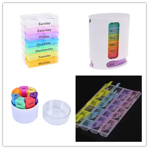 28 Grids Weekly 7 Days Pill Case Medicine Storage Tablet Pill Box  Lids Medicine Organizer Pill Case Splitters Storage Dispenser