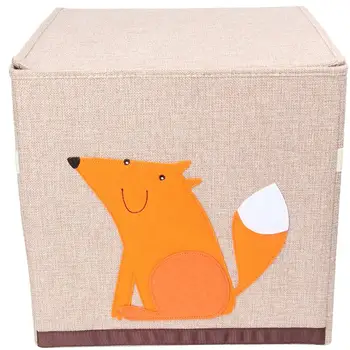 

Toy Storage Box Cotton Linen Art Finishing Box Portable Storage Basket Foldable Storage Container for Home Dorm Bedroom