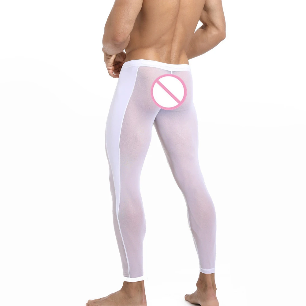 Breathable Mesh Tights Men Sport Leggings Sexy Mens Compression Pants Fitness Running Tights GYM Workout Training Leggins Wear Sports Leggings Compression Pants