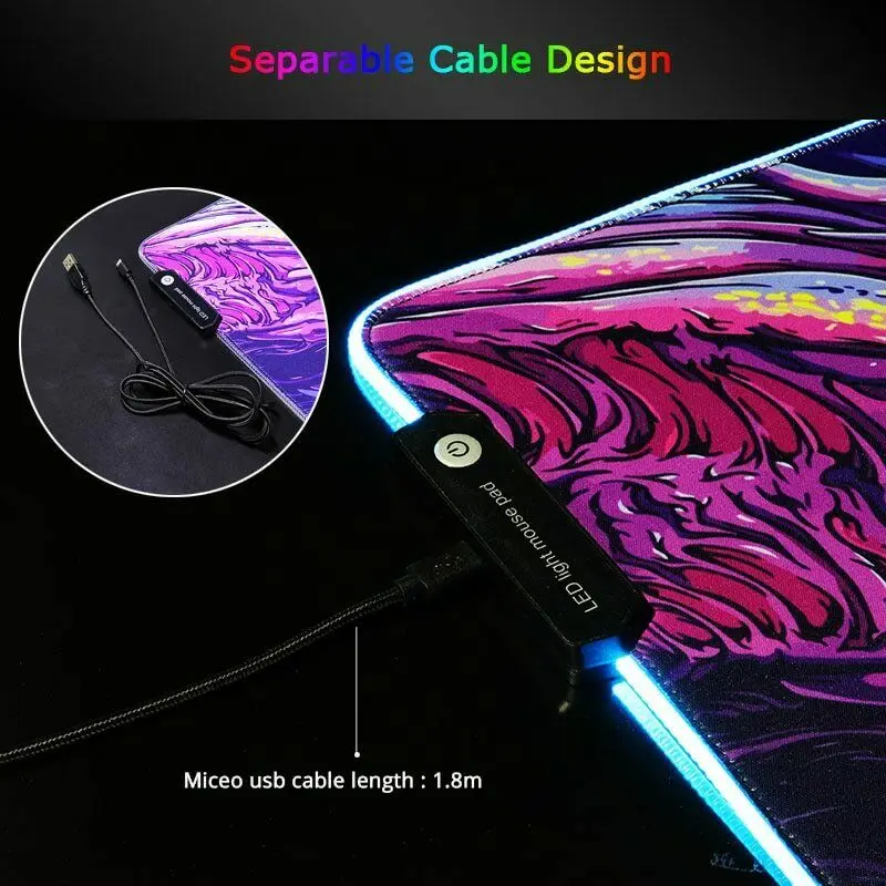PINKTORTOISE Big Large Led Rgb Lighting Gaming Mousepad XL Gamer Mat Beast for PC Computer 3
