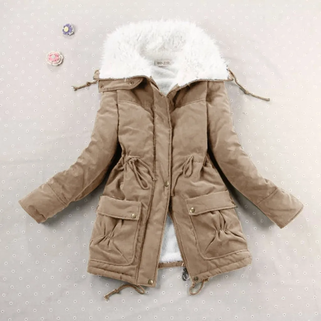 Зимнее хлопковое пальто для женщин, Тонкая зимняя верхняя одежда, Женская длинная куртка на завязках, осенне-зимняя Толстая хлопковая стеганая теплая парка#1019 - Цвет: KH