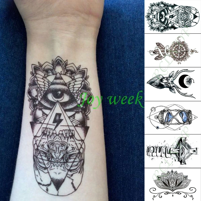 Waterproof Temporary Tattoo Sticker Eye of God deer Fake Tatto Hand Arm Foot Flash Tatoo for Kid Girl Men Women | Красота и здоровье