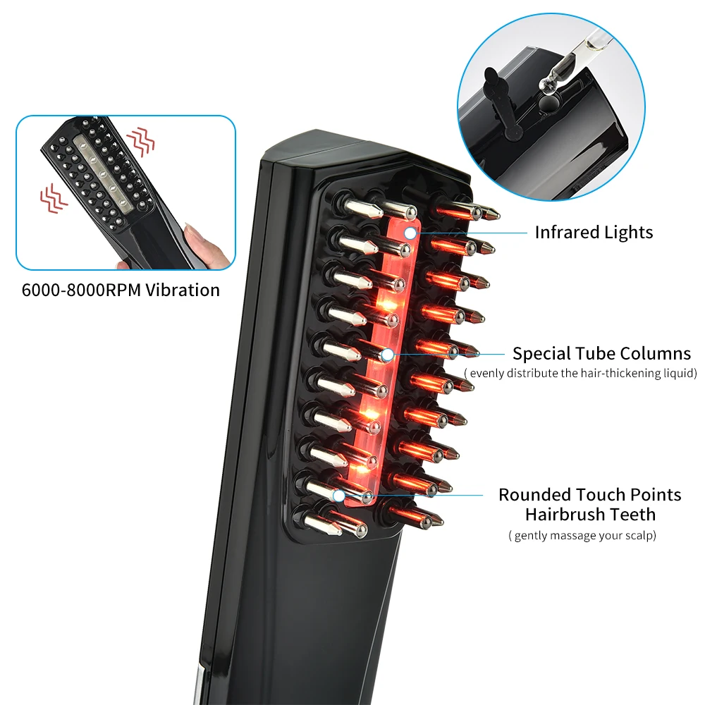 Pettine per massaggio alla testa e al cuoio capelluto con laser elettrico Spazzola per la crescita dei capelli Terapia con agopuntura a infrarossi Forniture per lo styling della perdita dei capelli Salute_voghion.com