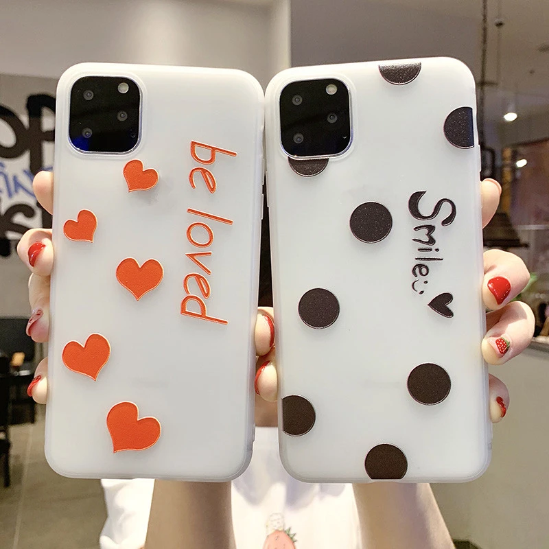 Red heart of love and black circle jelly TPU phone case for iPhone 11 pro max x iphone 7 plus | Мобильные телефоны и