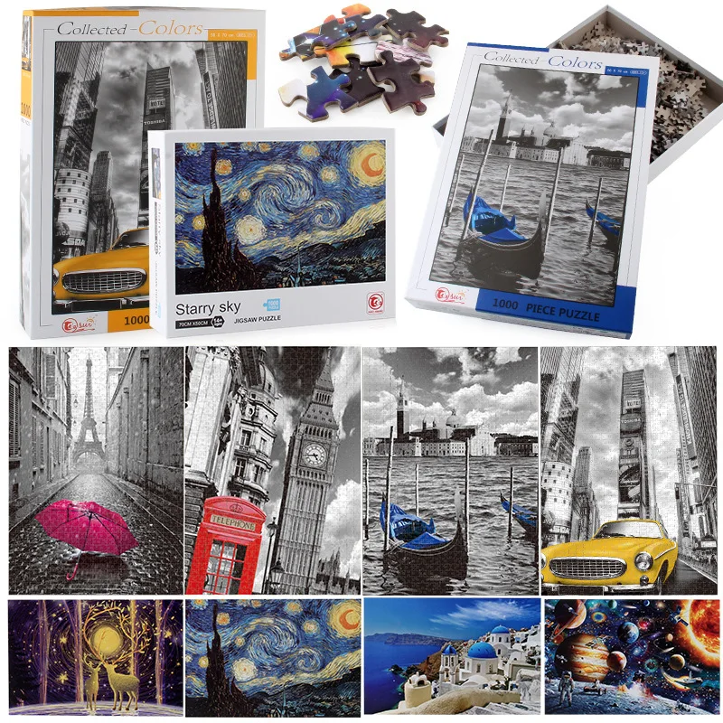 

Adults Jigsaw Puzzles 1000 Pieces Thicken Wooden Assembling Picture Travel Landscape Puzzles Toys for Adults Kids Home Game