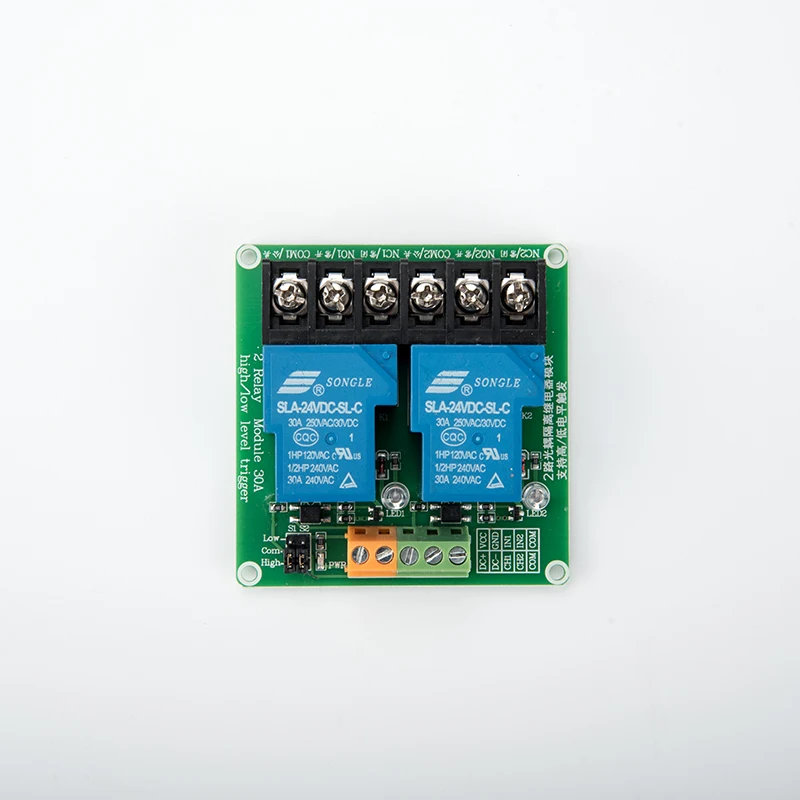 2 canais 5v/12v/24v grande módulo de relé atual 30a alto nível gatilho baixo nível controle plc gatilho