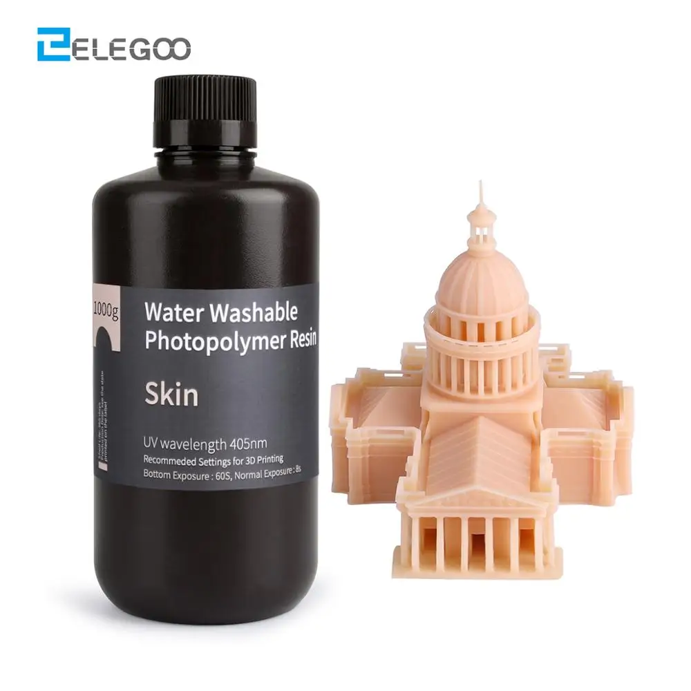 ELEGOO Water Washable 3D Printer Resin LCD UV-Curing 405nm Standard Photopolymer for Printing 1000ml Skin | Компьютеры и офис