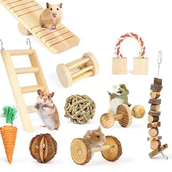 

Wooden Pet Toy Set Hamster Rabbit Parrot Play Molars Supplies Hamster Bird Toy Set Pet Toy